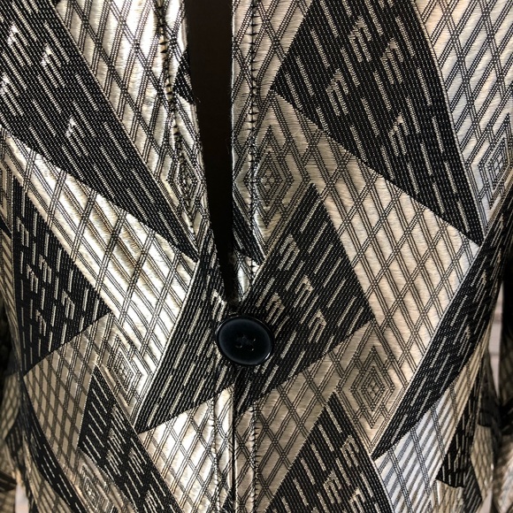Jones New York Geometric Metallic  Cropped Jacket Holiday Glam NYE Retro - Picture 2 of 8